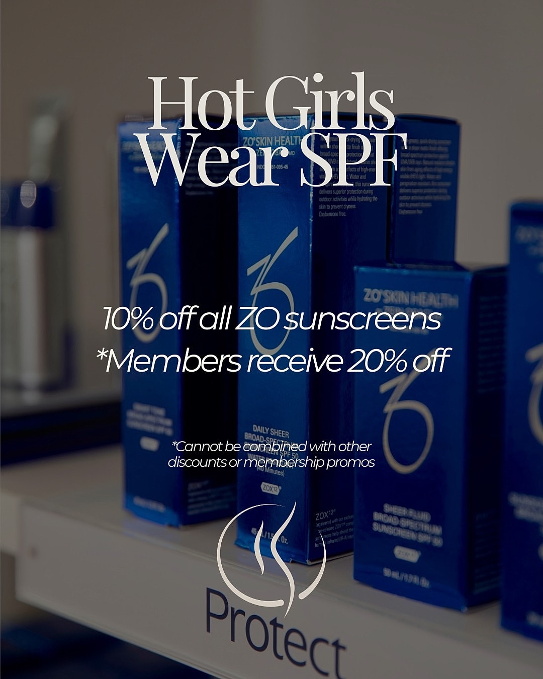 Promo for ZO Skin Health sunscreen products